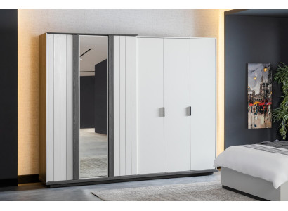 Dormitorio Muebles Madera Armario Moderno Gris 260cm Loft