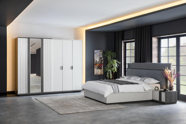 Dormitorio Muebles Madera Armario Moderno Gris 260cm Loft