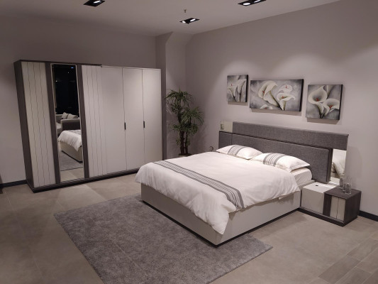 Dormitorio Muebles Madera Armario Moderno Gris 260cm Loft