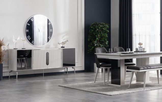 Mesa de comedor Diseño moderno de sala de estar de madera con metal de lujo
