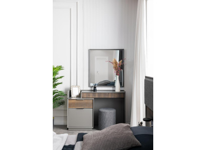Mueble de maquillaje Espejo Diseño de muebles para el dormitorio Conjunto Nuevo Conjunto de madera gris