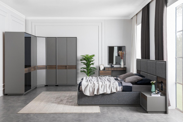 Mueble de maquillaje Espejo Diseño de muebles para el dormitorio Conjunto Nuevo Conjunto de madera gris