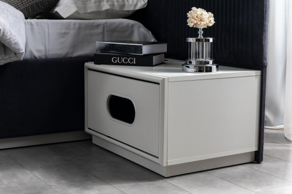 Juego de dormitorio con cama, 2 mesitas de noche, armario de 4 piezas, diseño nuevo.