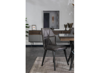 Silla gris Sillas de comedor de diseñador Silla de sentar Sillón Textil Madera