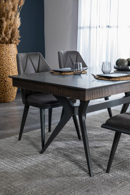 Silla gris Sillas de comedor de diseñador Silla de sentar Sillón Textil Madera