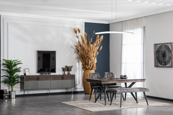 Silla gris Sillas de comedor de diseñador Silla de sentar Sillón Textil Madera