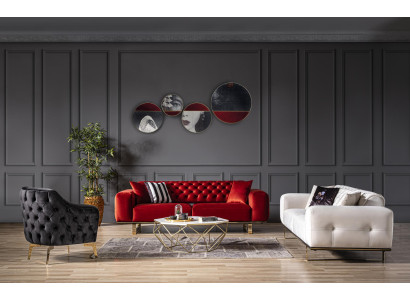 Conjunto de sofás de diseño coloridos 3+2+1 plazas Chesterfield.