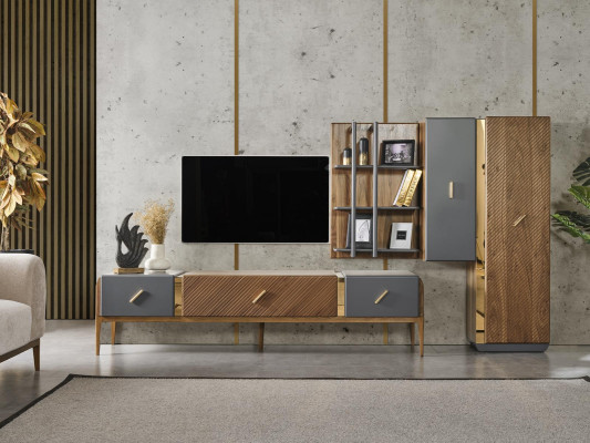 Mueble de salón, soporte de TV, estantería, armario colgante, armario moderno nuevo.