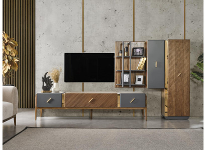 Mueble de salón, soporte de TV, estantería, armario colgante, armario moderno nuevo.