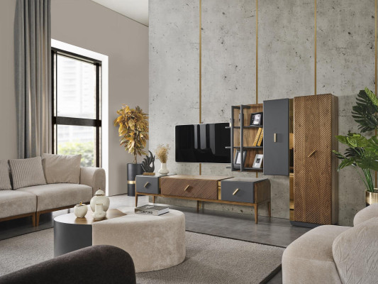 Mueble de salón, soporte de TV, estantería, armario colgante, armario moderno nuevo.