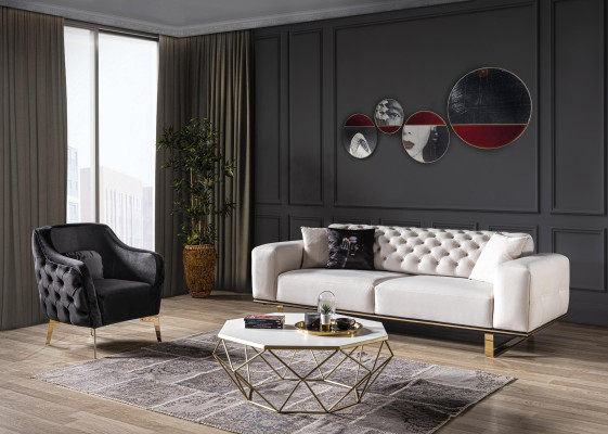 Conjunto de sofás Sofá 3 plazas Sillón Muebles Diseño de lujo nuevo color blanco