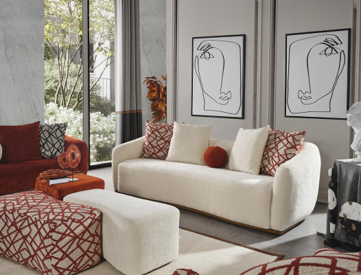 Sofá 4 plazas Sofá tapizado Diseño textil Muebles de diseño para sala de estar.