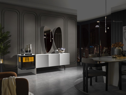 Moderno aparador de sala de estar espejo muebles de madera lujo estilo moderno 2 piezas nuevo