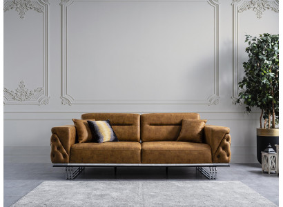 Sofá de 3 plazas diseño de sala de estar estilo mueble moderno nuevo marrón lujo