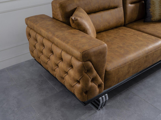 Sofá de 3 plazas diseño de sala de estar estilo mueble moderno nuevo marrón lujo
