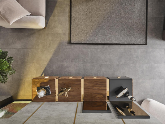 Aparador 2x Espejo Grupo de sala de estar Diseño de madera Conjunto de 3 piezas nuevo marrón
