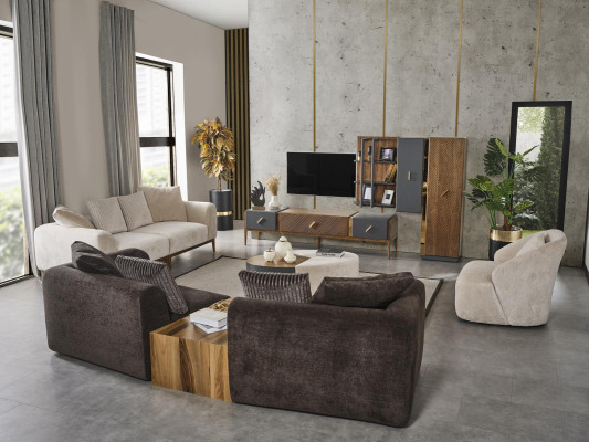 Sofá de 3 plazas blanco de tela, sala de estar, muebles de lujo, sofá nuevo y moderno.
