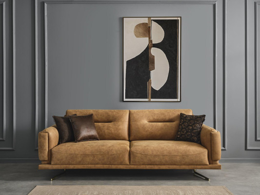 Sofá de sala de estar de 3 plazas, tapizado textil, sofá de tres asientos, muebles italianos.