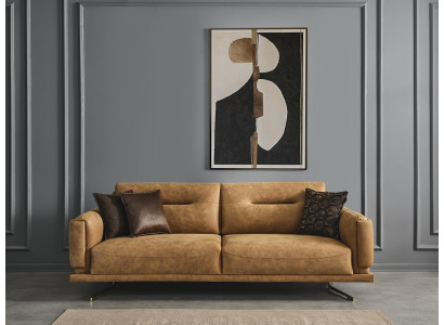Sofá de sala de estar de 3 plazas, tapizado textil, sofá de tres asientos, muebles italianos.