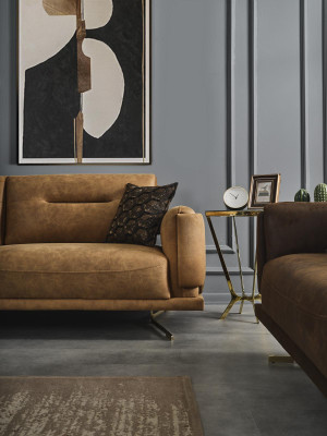 Sofá de sala de estar de 3 plazas, tapizado textil, sofá de tres asientos, muebles italianos.