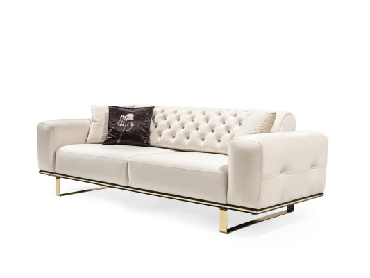 Sofá 3 plazas sala de estar Lujo Tapizado Muebles de diseño Chesterfield
