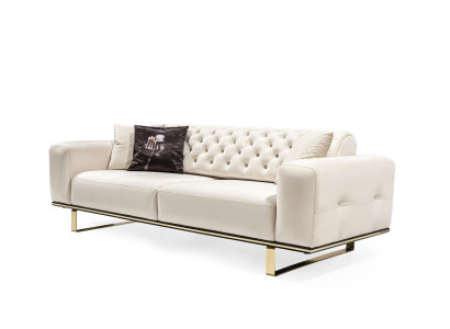 Sofá 3 plazas sala de estar Lujo Tapizado Muebles de diseño Chesterfield