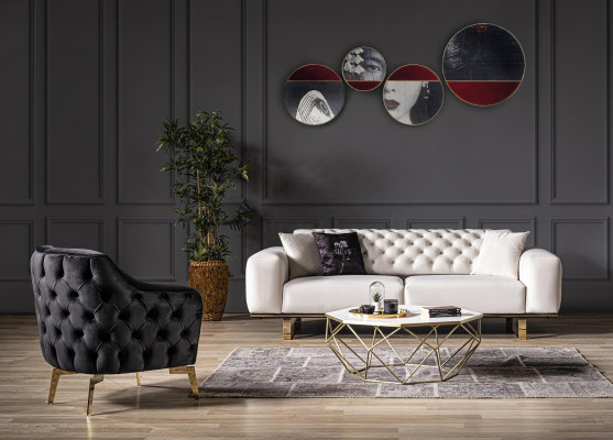 Sofá 3 plazas sala de estar Lujo Tapizado Muebles de diseño Chesterfield