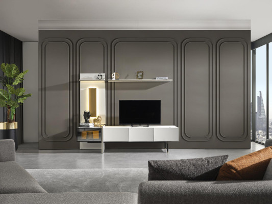 Soporte de TV para sala de estar muebles rtv televisor aparador estilo blanco lujo madera.