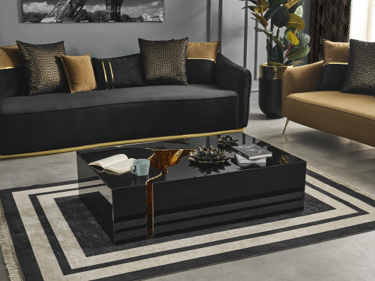 Mesa de centro muebles de diseño de lujo negro moderno de madera para la sala de estar.