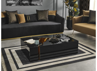 Mesa de centro muebles de diseño de lujo negro moderno de madera para la sala de estar.