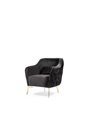 Sillón de sala, diseño acolchado, sofás modernos, textil nuevo, lujo negro.