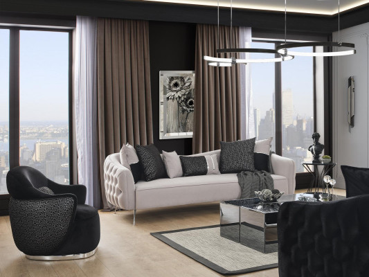 Sillón diseño Tapicería Textil Diseño Moderno Madera Sala de estar negro