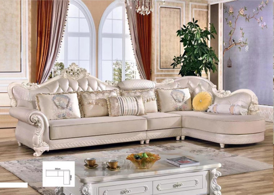 Sofá esquinero Chesterfield Sofá Tapizado Mueble Barroco Rococó Tela Cuero