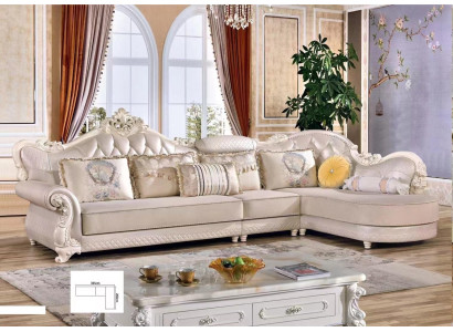 Sofá esquinero Chesterfield Sofá Tapizado Mueble Barroco Rococó Tela Cuero