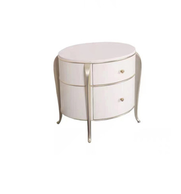 Mesa de noche redonda Muebles de madera de lujo Blanco Mesitas de noche