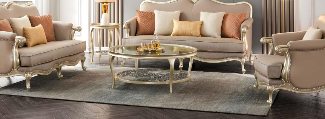 Mesa de café de lujo Mesa redonda Muebles de hotel Mobiliario Mesas Oro