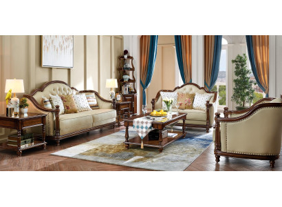 Sofá de 3 plazas + 2 plazas + 1 plaza Sofá de cuero Conjunto de sofás clásico