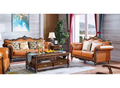 Juego de sala conjunto de sofá 3+2 plazas sofá tapizado de lujo muebles naranja.