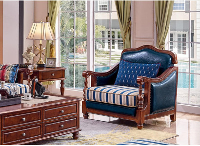 Diseño de sillón de cuero para sala de estar Lounge Silla de lujo Muebles de diseño Azul