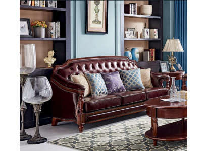 Sofá de tres plazas Chesterfield Tapizado Clásico Sofá Sala