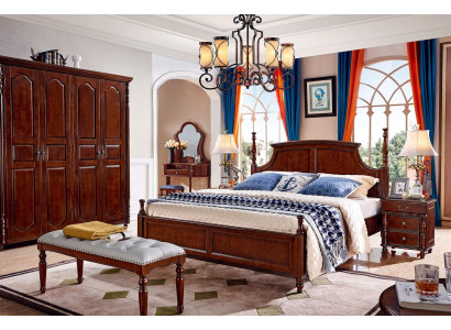 Muebles de dormitorio de diseñador conjunto de 5 piezas cama mesitas de noche armario