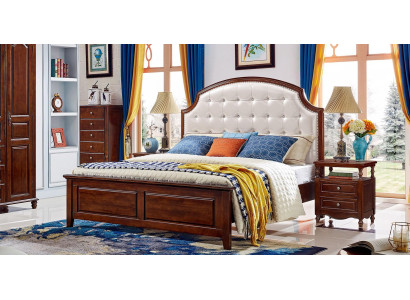 Conjunto de lujo de 3 piezas: cama, 2 mesitas de noche, marco de cama de madera para dormitorio.
