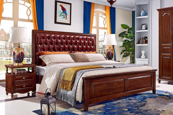 Cama doble dormitorio marco de cama de madera tapizado muebles diseño barroco.
