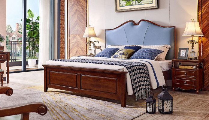 Dormitorio cama mesita de noche camas doble marco de cama de madera Set de 3 piezas.