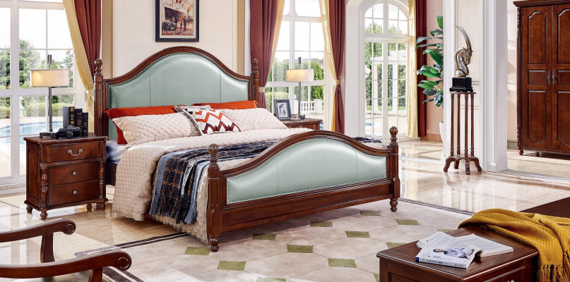 Cama Cama doble Cama de madera Muebles Madera maciza Dormitorio Madera Camas