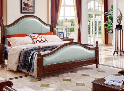 Cama Cama doble Cama de madera Muebles Madera maciza Dormitorio Madera Camas