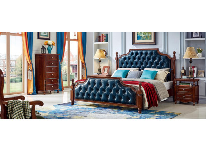 Juego de dormitorio - Cama de diseño con 2 mesitas de noche clásicas de lujo, 3 piezas.