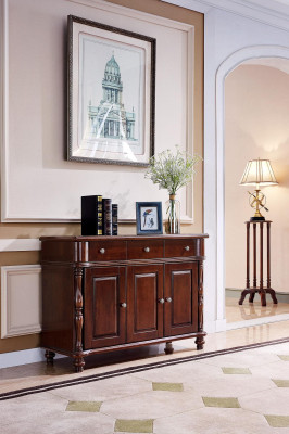 Cómoda marrón Aparador de madera maciza Diseño de muebles de armarios.