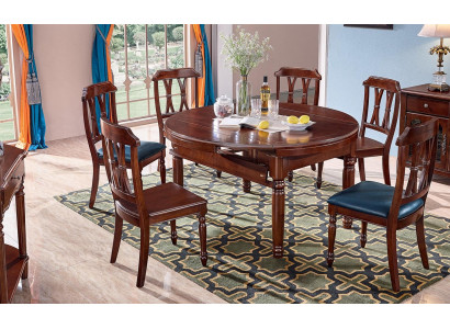Juego completo de comedor: mesa + 6 sillas, conjunto de comedor de madera.