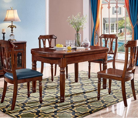 Juego completo de comedor: mesa + 6 sillas, conjunto de comedor de madera.